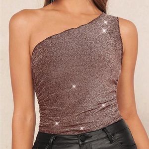 Pink one shoulder crop top